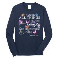 I Can Do All Things Through Christ Butterfly Art Religious TShirt Long Sleeve Shirt