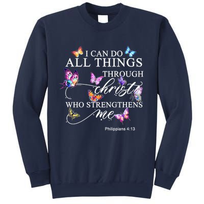 I Can Do All Things Through Christ Butterfly Art Religious TShirt Sweatshirt