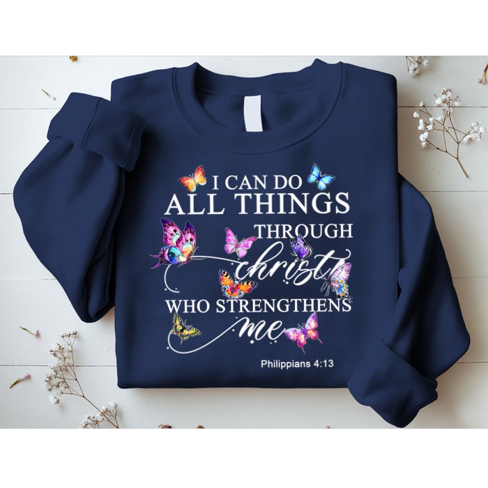 I Can Do All Things Through Christ Butterfly Art Religious TShirt Sweatshirt