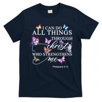 I Can Do All Things Through Christ Butterfly Art Religious TShirt T-Shirt
