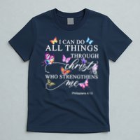 I Can Do All Things Through Christ Butterfly Art Religious TShirt T-Shirt