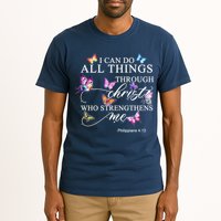 I Can Do All Things Through Christ Butterfly Art Religious TShirt Tall T-Shirt