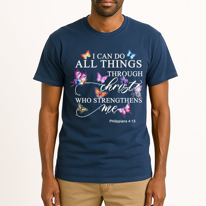 I Can Do All Things Through Christ Butterfly Art Religious TShirt Tall T-Shirt