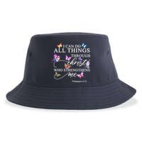I Can Do All Things Through Christ Butterfly Art Religious TShirt Sustainable Bucket Hat