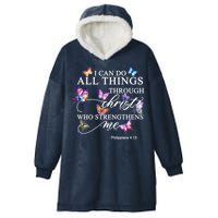 I Can Do All Things Through Christ Butterfly Art Religious TShirt Hooded Wearable Blanket