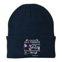 I Can Do All Things Through Christ Butterfly Art Religious TShirt Beanie