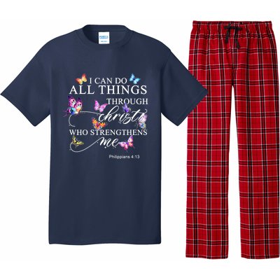 I Can Do All Things Through Christ Butterfly Art Religious TShirt Pajama Set