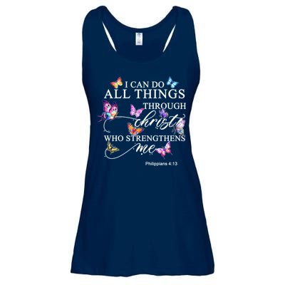 I Can Do All Things Through Christ Butterfly Art Religious TShirt Ladies Essential Flowy Tank