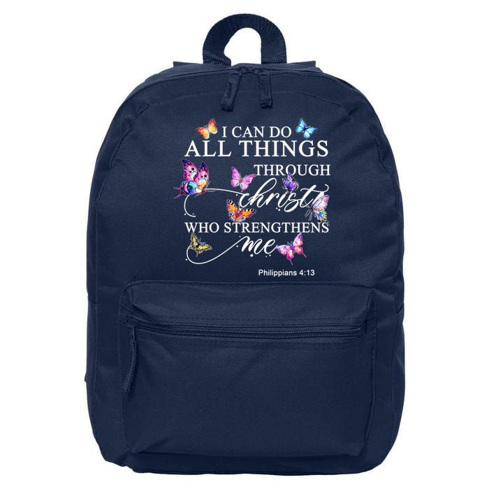 I Can Do All Things Through Christ Butterfly Art Religious TShirt 16 in Basic Backpack