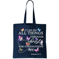 I Can Do All Things Through Christ Butterfly Art Religious TShirt Bag