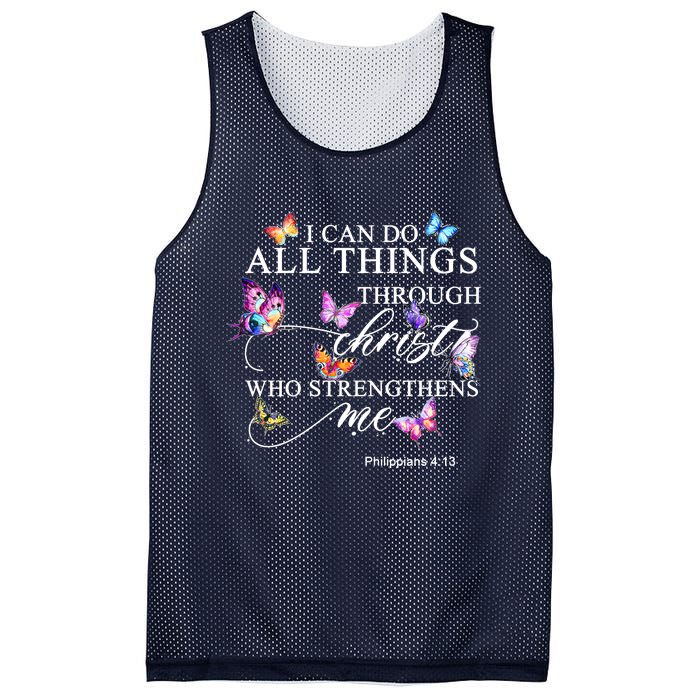 I Can Do All Things Through Christ Butterfly Art Religious TShirt Mesh Reversible Basketball Jersey Tank