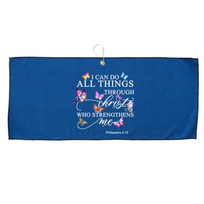 I Can Do All Things Through Christ Butterfly Art Religious TShirt Large Microfiber Waffle Golf Towel