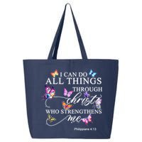 I Can Do All Things Through Christ Butterfly Art Religious TShirt 25L Jumbo Tote