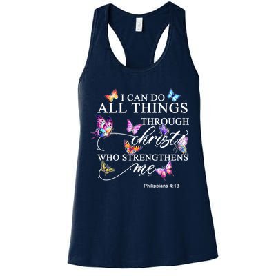 I Can Do All Things Through Christ Butterfly Art Religious TShirt Womens Tank Top