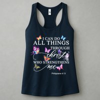 I Can Do All Things Through Christ Butterfly Art Religious TShirt Womens Tank Top