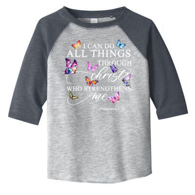 I Can Do All Things Through Christ Butterfly Art Religious TShirt Toddler Fine Jersey T-Shirt