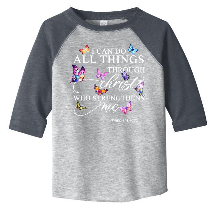 I Can Do All Things Through Christ Butterfly Art Religious TShirt Toddler Fine Jersey T-Shirt