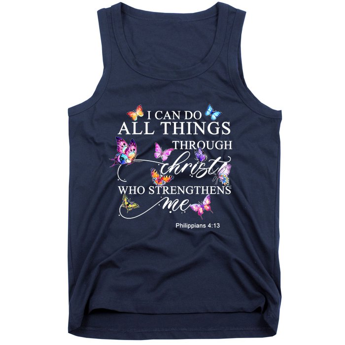 I Can Do All Things Through Christ Butterfly Art Religious TShirt Tank Top