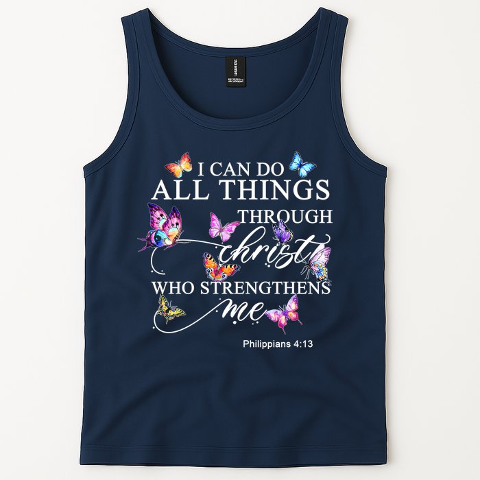 I Can Do All Things Through Christ Butterfly Art Religious TShirt Tank Top