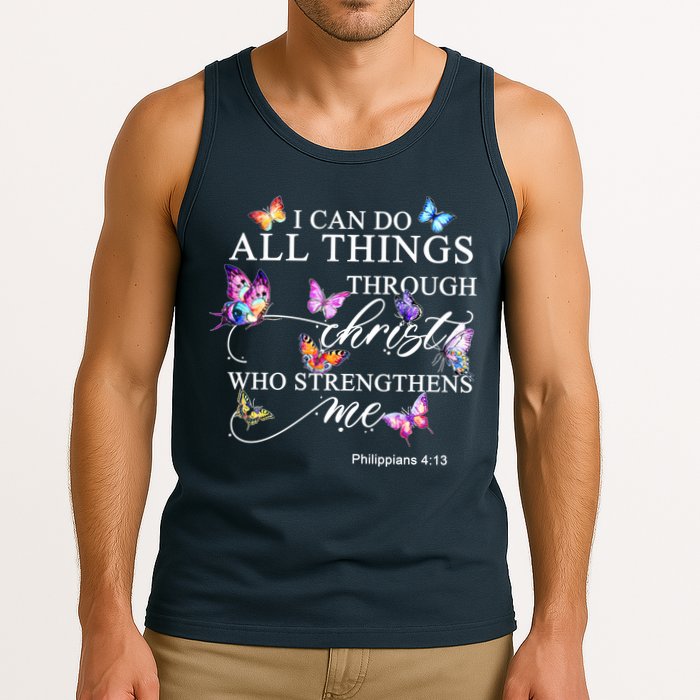I Can Do All Things Through Christ Butterfly Art Religious TShirt Tank Top