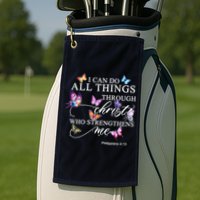 I Can Do All Things Through Christ Butterfly Art Religious TShirt Golf Towel