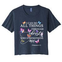 I Can Do All Things Through Christ Butterfly Art Religious TShirt Crop Top