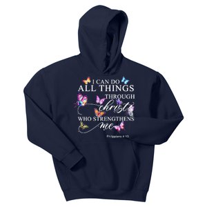 I Can Do All Things Through Christ Butterfly Art Religious TShirt Kids Hoodie