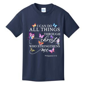 I Can Do All Things Through Christ Butterfly Art Religious TShirt Kids T-Shirt