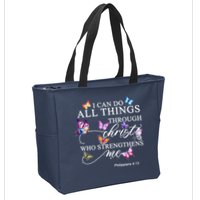 I Can Do All Things Through Christ Butterfly Art Religious TShirt Zip Tote Bag