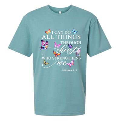 I Can Do All Things Through Christ Butterfly Art Religious TShirt Sueded Cloud Jersey T-Shirt
