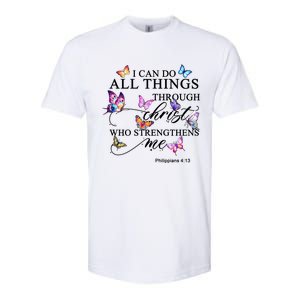 I Can Do All Things Through Christ Butterfly Art Religious TShirt Softstyle CVC T-Shirt