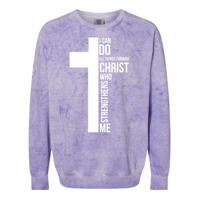 I Can Do All Things Through Christ Who Strengthens Me Cross Colorblast Crewneck Sweatshirt