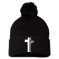 I Can Do All Things Through Christ Who Strengthens Me Cross Pom Pom 12in Knit Beanie