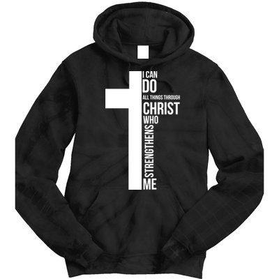 I Can Do All Things Through Christ Who Strengthens Me Cross Tie Dye Hoodie
