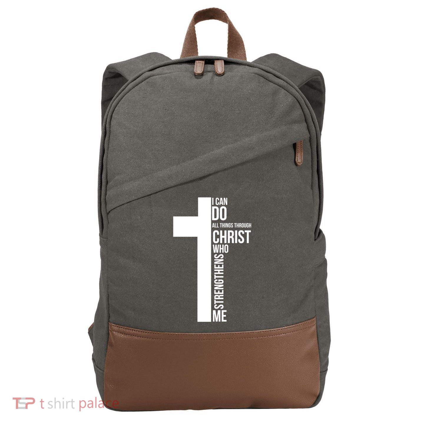I Can Do All Things Through Christ Who Strengthens Me Cross Cotton Canvas Backpack