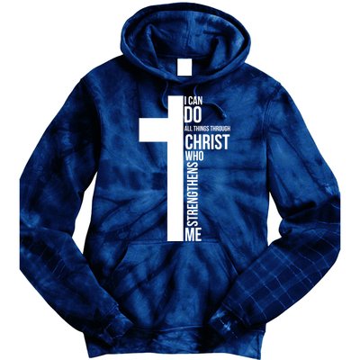 I Can Do All Things Through Christ Who Strengthens Me Cross Tie Dye Hoodie