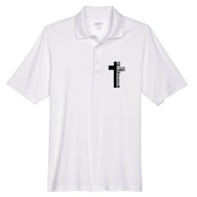 I Can Do All Things Through Christ Who Strengthens Me Cross Men's Origin Performance Piqué Polo