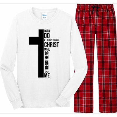 I Can Do All Things Through Christ Who Strengthens Me Cross Long Sleeve Pajama Set