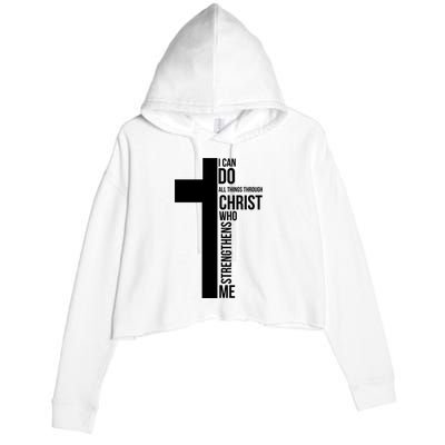I Can Do All Things Through Christ Who Strengthens Me Cross Crop Fleece Hoodie