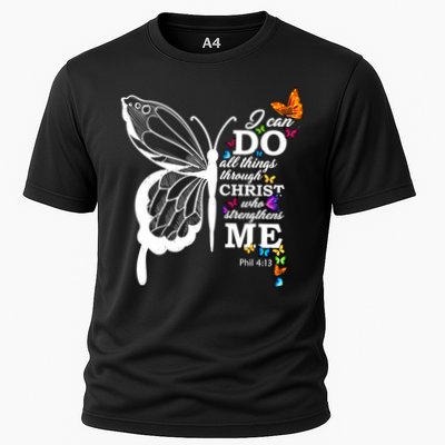 I Can Do All Things Through Christ Butterfly Art Religious Funny Gift Performance Shirt