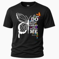 I Can Do All Things Through Christ Butterfly Art Religious Funny Gift Cooling Performance Crew T-Shirt