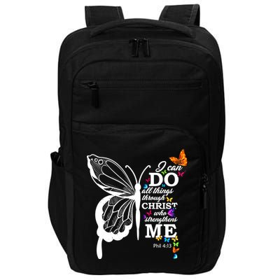 I Can Do All Things Through Christ Butterfly Art Religious Funny Gift Impact Tech Backpack