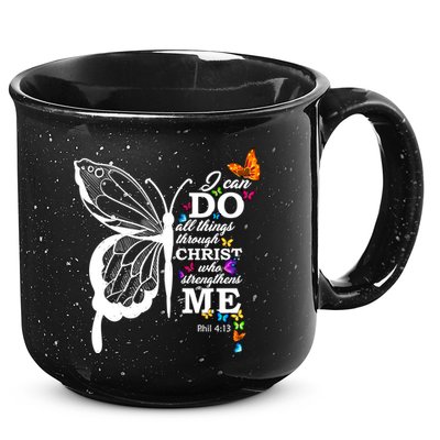 I Can Do All Things Through Christ Butterfly Art Religious Funny Gift 15oz Campfire Ceramic Mug