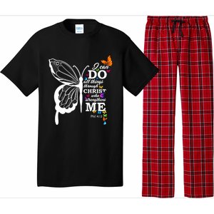 I Can Do All Things Through Christ Butterfly Art Religious Funny Gift Pajama Set