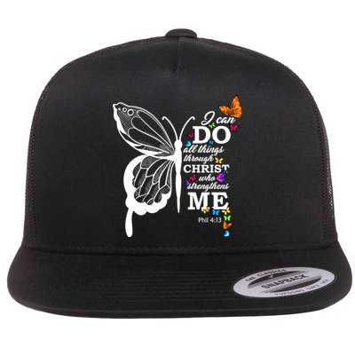 I Can Do All Things Through Christ Butterfly Art Religious Funny Gift Flatbill Hat