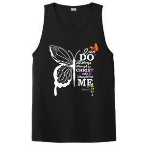 I Can Do All Things Through Christ Butterfly Art Religious Funny Gift PosiCharge Competitor Tank