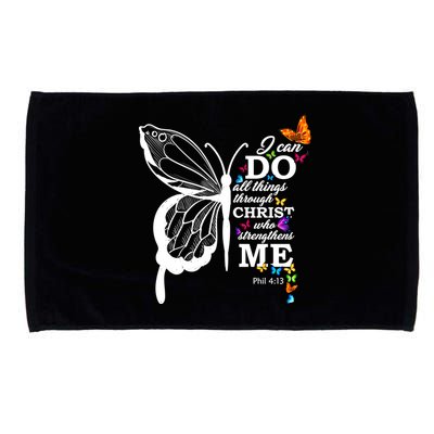 I Can Do All Things Through Christ Butterfly Art Religious Funny Gift Microfiber Hand Towel