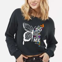 I Can Do All Things Through Christ Butterfly Art Religious Funny Gift Cropped Pullover Crew