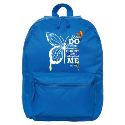 I Can Do All Things Through Christ Butterfly Art Religious Funny Gift 16 in Basic Backpack