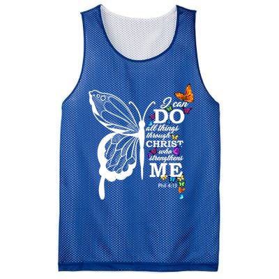 I Can Do All Things Through Christ Butterfly Art Religious Funny Gift Mesh Reversible Basketball Jersey Tank